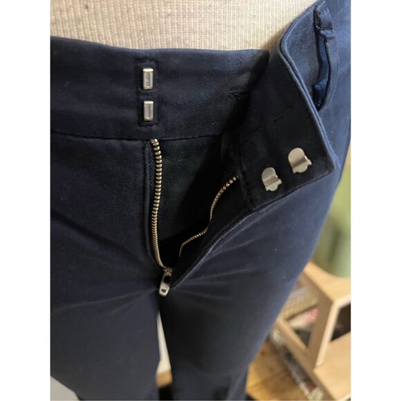 Level 99 Navy Francis Lacey Double Welt Zip Trouser Size 32 P Ankle Slit Stretch - Picture 9 of 12